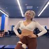 Aoxjox Leah Long Sleeve Crop for Women Deep V Half Cutout Workout Cropped T Shirt Top (White, Large) view 2