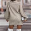 CPMBFDC Women's Turtleneck Sweater Dress Fashion Knitted Pullover Sweater Long Sleeves Casual Sweater 2024 Fall Outfits (Apricot,XXL) view 3