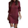 CPMBFDC Women's Turtleneck Sweater Dress Fashion Knitted Pullover Sweater Long Sleeves Casual Sweater 2024 Fall Outfits (Wine Red,XXL) view 1