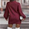 CPMBFDC Women's Turtleneck Sweater Dress Fashion Knitted Pullover Sweater Long Sleeves Casual Sweater 2024 Fall Outfits (Wine Red,XXL) view 3