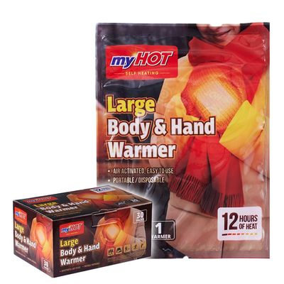 myHOT Long Lasting Hand Warmers & Body Heat Packs - Large Size (30 Count Bulk) - Up to 15 Hour Disposable Air-Activated Warmers for Cold Weather, Camping & Skiing - Made in Korea,
