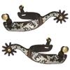 Centmehr Western Men's Antiqued Spurs with Hand Engraved Trims and Rowel (Flower Trims) view 1
