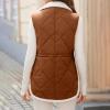 Womens 2024 Winter Vests Sleeveless Fleece Jacket Zip Up Stand Collar Long Warm Drawstring Coat with Pockets view 2