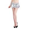 2024 Metallic Skirt for Women Pleated Mini Skirt Double Layered Ruffle Skater Skirt Women's Shiny Liquid Flared Skirt (Silver,XL) view 1