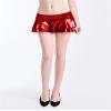 2024 Metallic Skirt for Women Pleated Mini Skirt Double Layered Ruffle Skater Skirt Women's Shiny Liquid Flared Skirt (Silver,XL) view 4