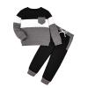 FOCICI 18-24 Month Boy Clothes Toddler Long Sleeve Patchwork Sweatshirt Pullover Tops + Casual Pocket Pants Fall Winter Outfits 2pcs Set Grey 2-3 Years view 1
