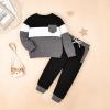 FOCICI 2T Boys Clothes Long Sleeve Patchwork Sweatshirt Pullover Tops + Casual Pocket Pants Fall Winter Outfits 2pcs Set Grey 3-4 Years view 2