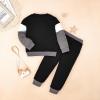 FOCICI 2T Boys Clothes Long Sleeve Patchwork Sweatshirt Pullover Tops + Casual Pocket Pants Fall Winter Outfits 2pcs Set Grey 3-4 Years view 3