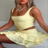 Women Lace Ruffle Mini Skirt Y2k Flowy Layered Pleated Half Slip Skirt Floral Sheer Low Rise Tiered Short Skirts view 4