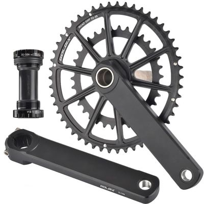 HWEVDHJ Bike Crank Arm Set 165/170/172.5/175mm Road Bike Crankset Hollow Integrated Crank Set 50-34T/52-36T/53-39T Double Chainring Crankset 7-12Speed(52-36T,172.5mm)