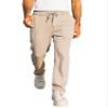 JMIERR Mens Linen Pants Elastic Waist Casual Linen Loose Boho Yoga Beach Drop Crotch Trouser with Pockets, L,Apricot view 1