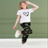 ARTMINE Girls' 2 Piece Clothing Sets Short Sleeve Crew Neck Heart Print T Shirt Drawstring Elastic Waist Camo Cargo Jogger Pants Outfits view 3