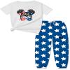 ARTMINE Girls' 2 Piece Clothing Sets Short Sleeve Crew Neck Heart Print T Shirt Drawstring Elastic Waist Camo Cargo Jogger Pants Outfits view 1