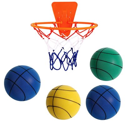 Grebest Silent Basketball, Quiet Indoor Basketball, Soundless Foam Ball for Dribbling Practice, High Rebound and Low Noise for Various Indoor Activities Blue 24cm