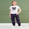 ARTMINE Girls' 2 Piece Clothing Sets Short Sleeve Crew Neck Heart Print T Shirt Drawstring Elastic Waist Camo Cargo Jogger Pants Outfits view 4