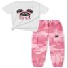 ARTMINE Girls' 2 Piece Clothing Sets Short Sleeve Crew Neck Heart Print T Shirt Drawstring Elastic Waist Camo Cargo Jogger Pants Outfits view 1