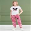 ARTMINE Girls' 2 Piece Clothing Sets Short Sleeve Crew Neck Heart Print T Shirt Drawstring Elastic Waist Camo Cargo Jogger Pants Outfits view 4