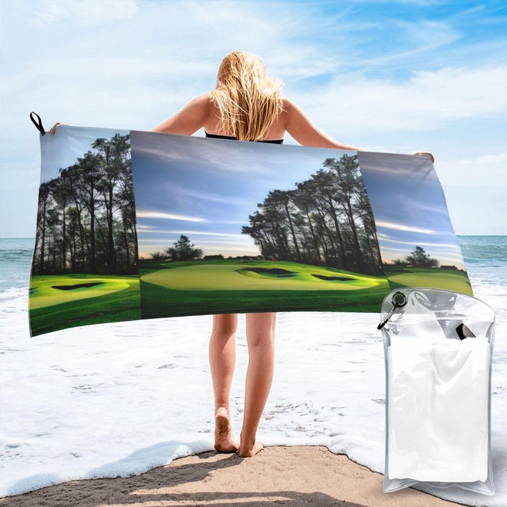 SKKNT Golf Course and Tree Print Quick Dry Towel Lightweight and Fast Drying for Body, Gym, Travel, Beach, Camping