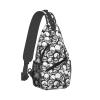 LECHOVV Black White Skulls Sling Crossbody Bag-Travel Hiking Chest Backpack,Casual Daypack for Women and Men,Lightweight Shoulder Purse for Daily Use and Outdoor Adventures view 2