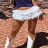 Seyumixi Women Lace Ruffle Bloomer Skirt Frill Tiered Short Skater Skirts Cute Layered Flowy A Line Mini Underskirt(Cute White,L) view 3