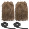 LOGOFUN 2PCS Viking Fur Leg Warmers Faux Fur Boot Covers Viking Fluffy Leg Warmers with Strap for Cosplay Party Costume Accessory - 30CM view 1
