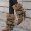 LOGOFUN 2PCS Viking Fur Leg Warmers Faux Fur Boot Covers Viking Fluffy Leg Warmers with Strap for Cosplay Party Costume Accessory - 30CM view 3