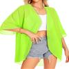 Kimono Cardigans for Women Beach Cover Ups Casual Summer Tops Hawaiian Shirts Open Front Resort Wear (Neon Green,XL) view 3