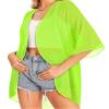 Kimono Cardigans for Women Beach Cover Ups Casual Summer Tops Hawaiian Shirts Open Front Resort Wear (Neon Green,XL) view 4