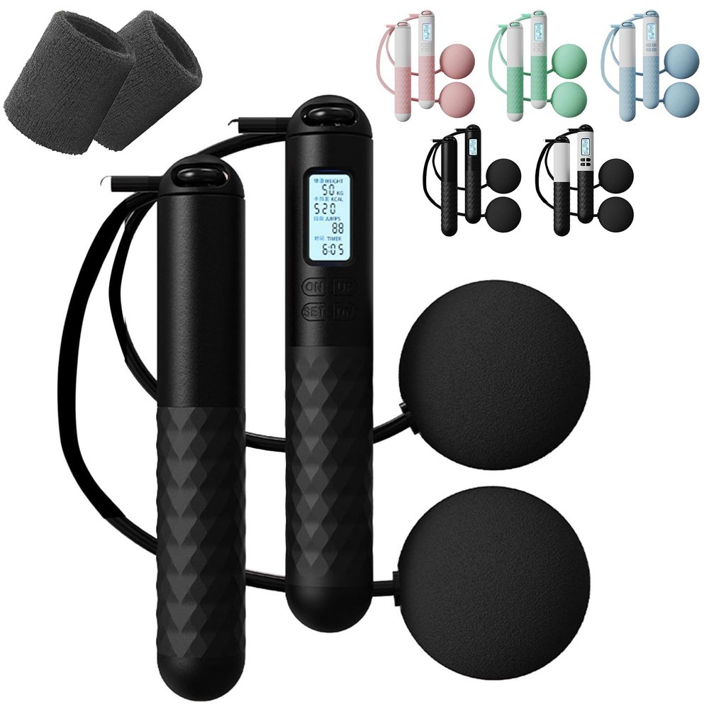 Jump Rope,Skipping Rope With Counter (Gravity Ball With/Without Rope),Gravity Ball Jump Rope,Digital Cordless Jump Rope with Counter,Jumping Rope for Adults (Black-B,35mm-Ball)