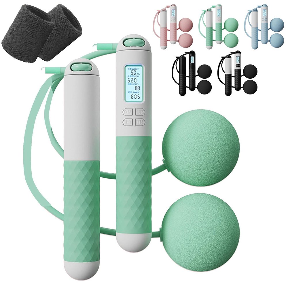 Jump Rope,Skipping Rope With Counter (Gravity Ball With/Without Rope),Gravity Ball Jump Rope,Digital Cordless Jump Rope with Counter,Jumping Rope for Adults (Green,60mm-Ball)