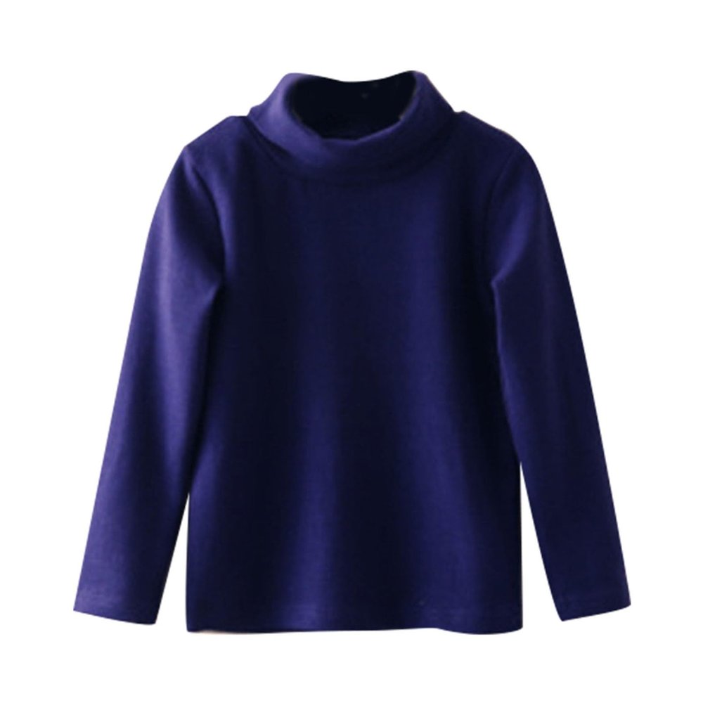 Youth Thermal Shirts Boy Undershirts Long Sleeve Turtleneck Fleece Baselayer Turtleneck Toddler Kids (Navy-1, 3-4 Years)