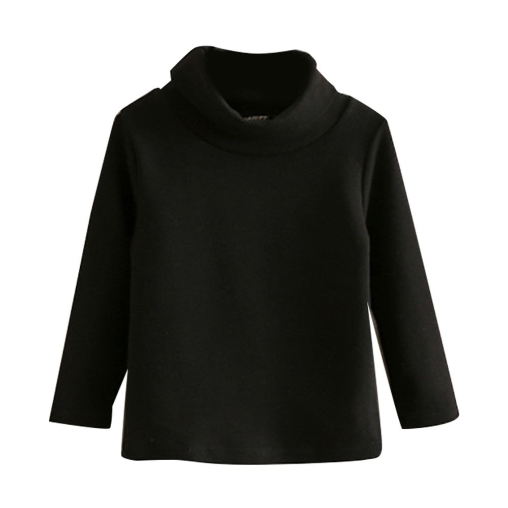 Youth Thermal Shirts Boy Undershirts Long Sleeve Turtleneck Fleece Baselayer Turtleneck Toddler (Black-1, 3-4 Years)