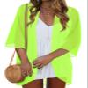 Kimono Cardigans for Women Beach Cover Ups Casual Summer Tops Hawaiian Shirts Open Front Resort Wear (Neon Green,M) view 1