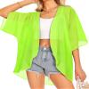 Kimono Cardigans for Women Beach Cover Ups Casual Summer Tops Hawaiian Shirts Open Front Resort Wear (Neon Green,M) view 2
