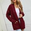 Women's Cable Knit Long Sleeve Open Front Cardigan Sheep V-Neck Button Down Embroidery Wool Blend Cardigan Sweaters Fall Fashion for Women 2024 Oversized Sweaters Loose Fit Sweater Open Front Cardigan view 3