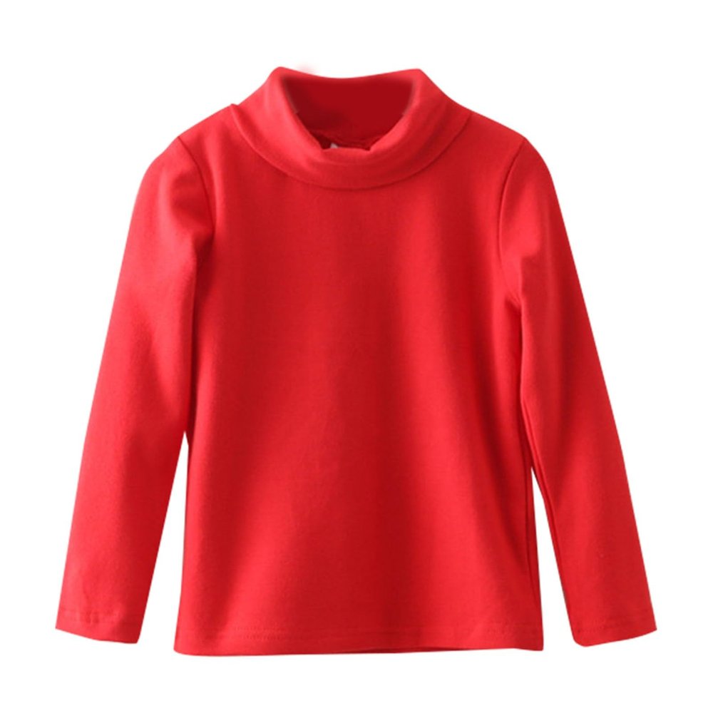 Youth Thermal Shirts Boy Undershirts Long Sleeve Turtleneck Fleece Baselayer Turtleneck Toddler Kids (Red-1, 3-4 Years)