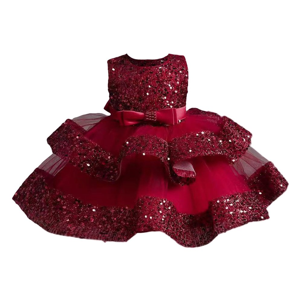 6M to 6T Baby Girls Ruffle Lace Backless Embroidered Pageant Wedding Birthday Gown Dresses (Red, 4-5 Years)