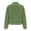 Akklian Women's Cropped Corduroy Jacket Frayed Hem Football Sequin Patched Short Coat Hippie Jacket Coats with Flap Pocket view 4