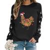Mgoohoen Sweaters for Women Christmas Shirts for Women Cute Chicken Print Graphic Sweatshirts Long Sleeve Crewneck Sweatshirt Pullover Tops view 2