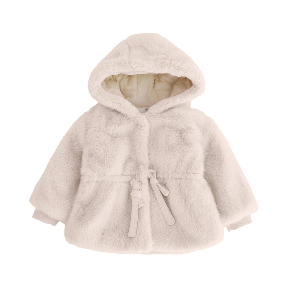 EnJoCho Winter Jacket For Infant Baby Girls Long Sleeve Fleece Jacket Fuzzy Button Down Bowknot (White, 3-4 Years)