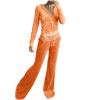 Velour Tracksuit Womens Two Piece Lounge Set Long Sleeve Zip up Hooded Jacket Wide Leg Pants Y2k Sweatsuit Set view 1