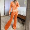 Velour Tracksuit Womens Two Piece Lounge Set Long Sleeve Zip up Hooded Jacket Wide Leg Pants Y2k Sweatsuit Set view 2