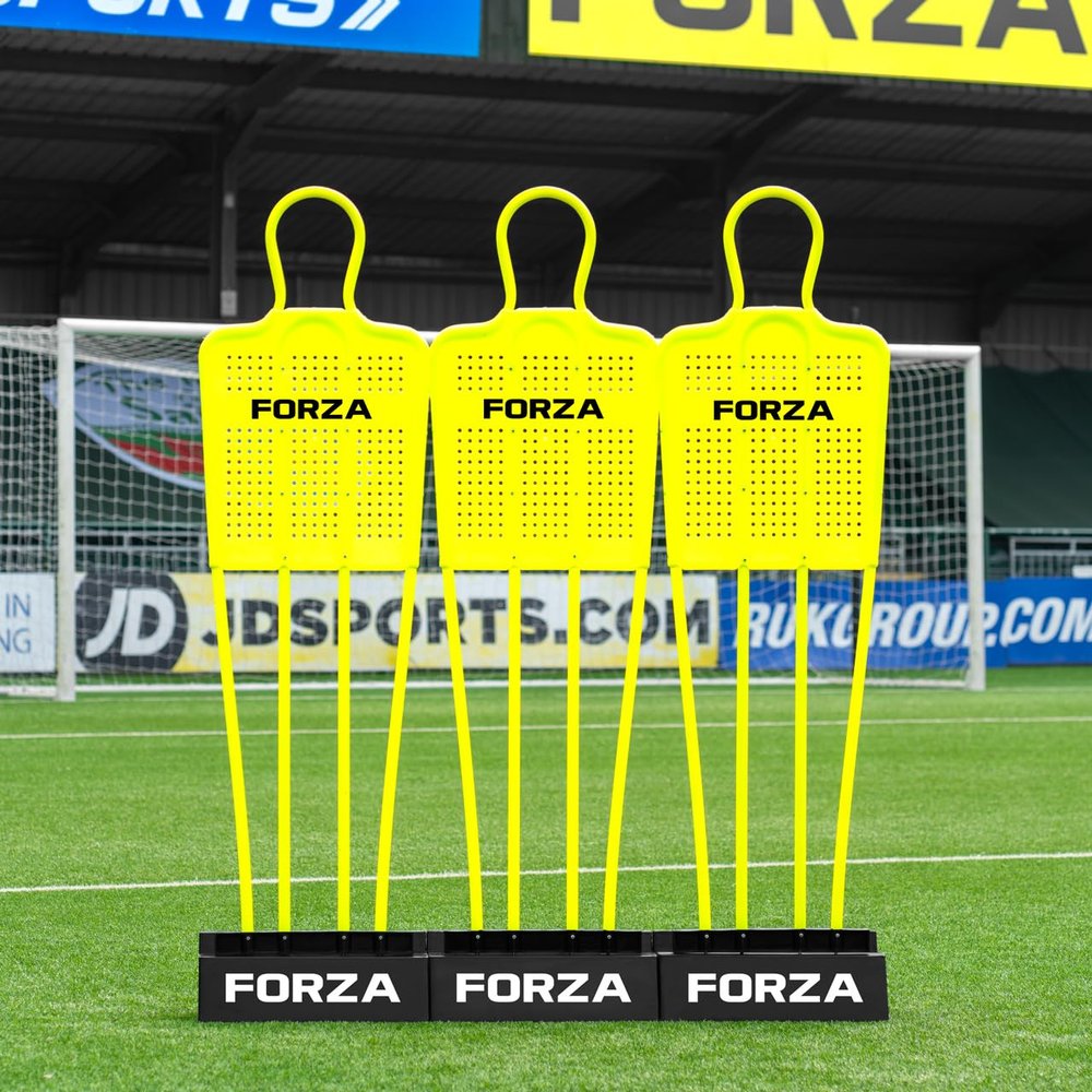 FORZA 2-in-1 Rebound Block & Mannequin Base | Soccer Training Tool for Free Kick Practice & Ball Control Drills | Optional Mannequins in Three Sizes (Block + SNR Mannequin, Pack of 3)
