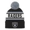 NFL Kids 4-7 Official Primary Logo Sport Knit Cold Weather Cuffed Pom Beanie Hat (US, Alpha, One Size, Las Vegas Raiders, Las Vegas Raiders) view 2