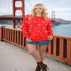 SoCal Look Women Valentine Heart Sweater - Cute Casual Acrylic Pullover, Perfect for Valentine's Day view 2