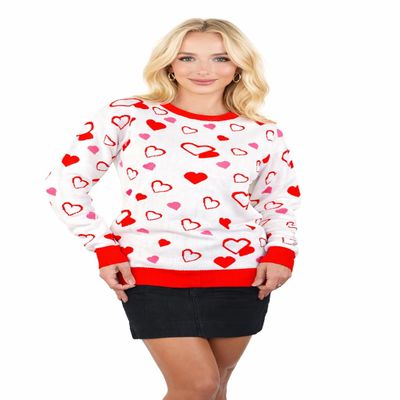 SoCal Look Women Valentine Heart Sweater - Cute Casual Acrylic Pullover, Perfect for Valentine's Day