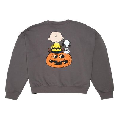 Rsq x Peanuts Together Mens Oversized Crewneck Sweatshirt, Dark Grey, Medium
