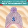 Disney Stitch Beanie Hat and Gloves Set, Toddlers Marled Peruvian Winter Knit Cap with Pom and Matching Mittens, Pink, One Size view 3