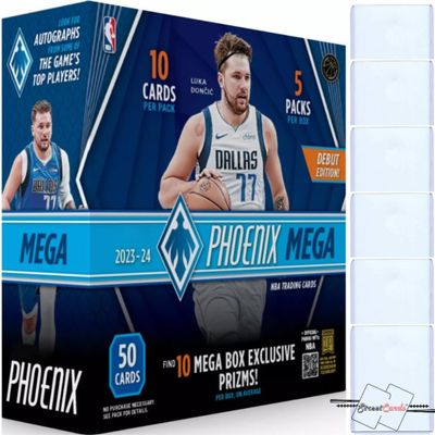 2023-24 Phoenix Basketball NBA Mega Box with 50 Trading Cards + 6 Toploaders! STREETCARDS!
