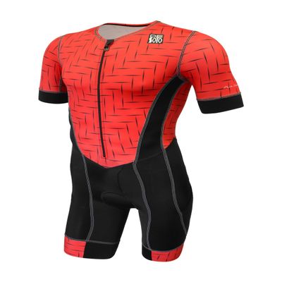 De Soto Men's Forza Sleeved Triathlon Flisuit FFTS (Medium, Red Laser)